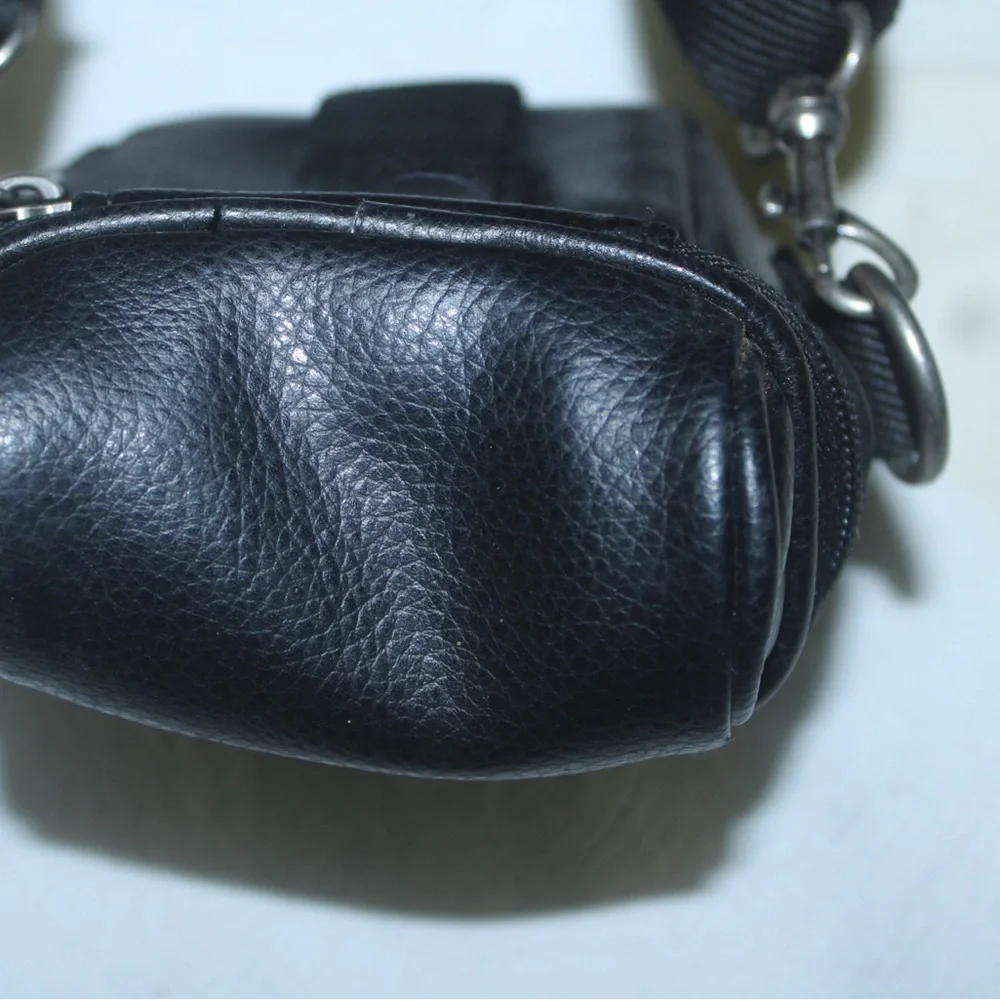 ICON Black Leather Digital Camera Belt Bag